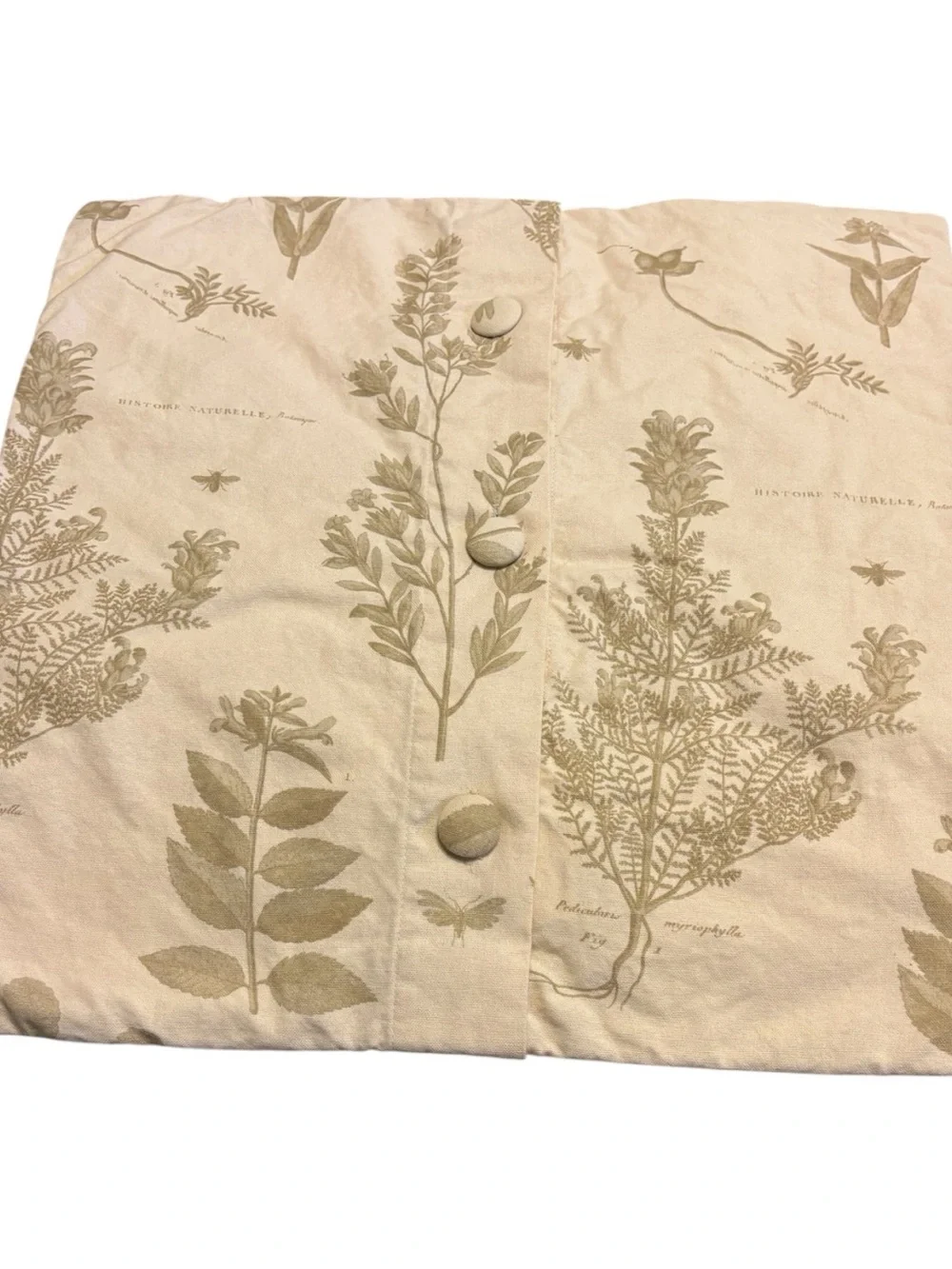 Pottery Barn Floral Crewel Embroidered Throw Pillow Sham Cover Botanical Buttons